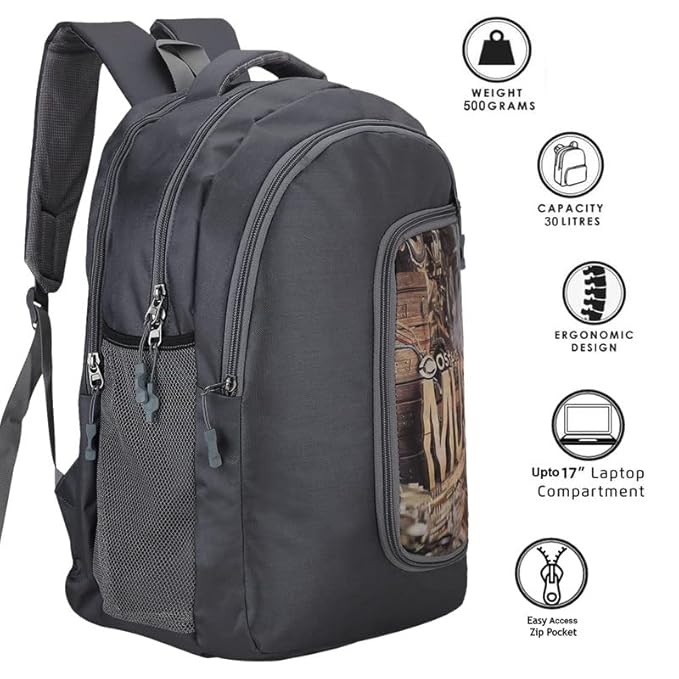 Costura Printed Backpack/Laptop Bag for Men Women Boys Girls, Bag For Office, School, College, Casual, Fit Upto 15.6" Laptops, Water Resistant & Lightweight Outdoor Travel Bag-30 Liter