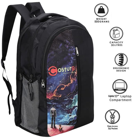 Costura Printed Backpack/Laptop Bag for Men Women Boys Girls, Bag For Office, School, College, Casual, Fit Upto 15.6" Laptops, Water Resistant & Lightweight Outdoor Travel Bag-30 Liter