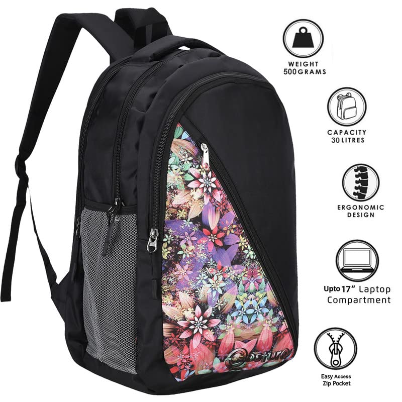 Costura Printed Backpack/Laptop Bag for Men Women Boys Girls, Bag For Office, School, College, Casual, Fit Upto 15.6" Laptops, Water Resistant & Lightweight Outdoor Travel Bag-30 Liter