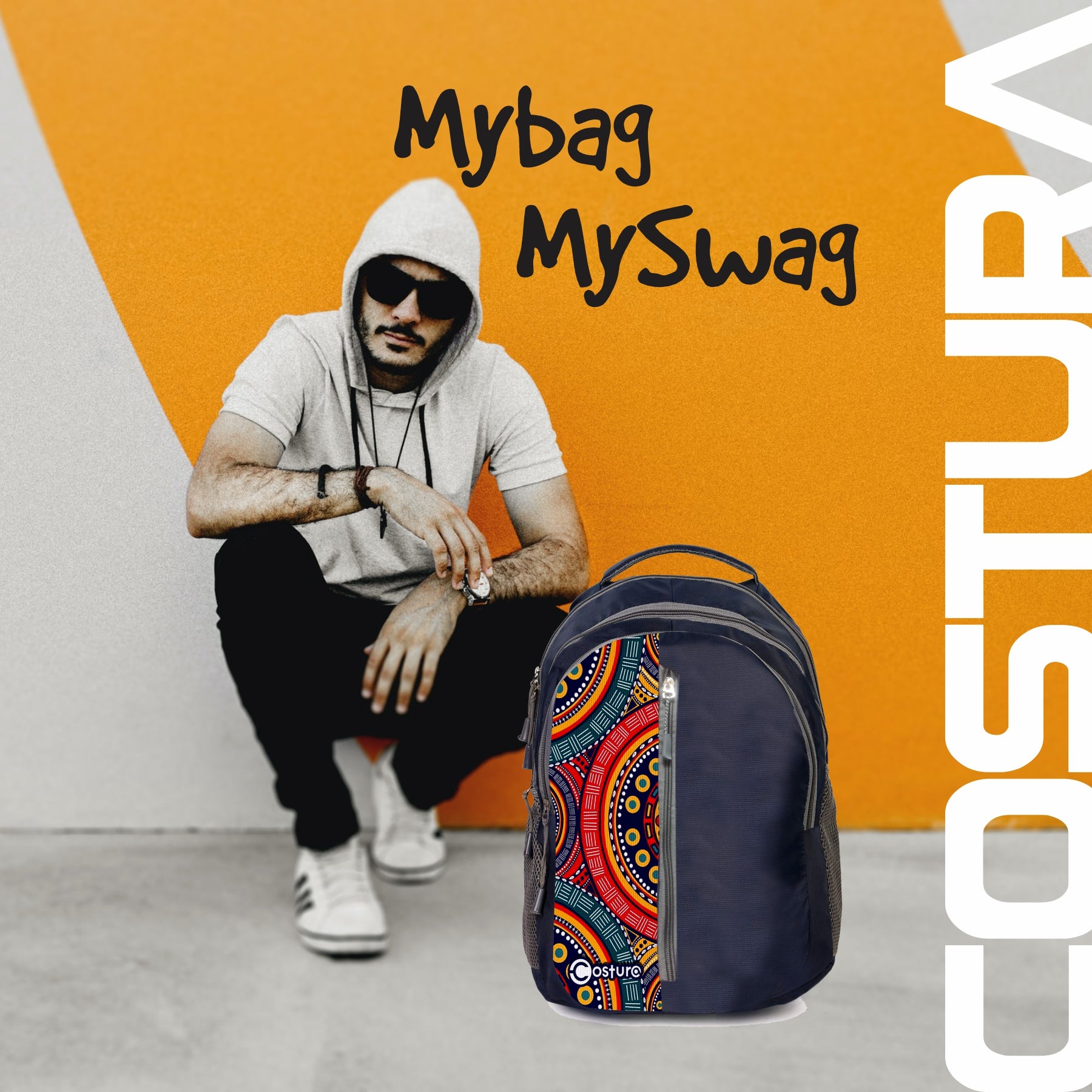 Costura Printed Backpack/Laptop Bag for Men Women Boys Girls, Bag For Office, School, College, Casual, Fit Upto 15.6" Laptops, Water Resistant & Lightweight Outdoor Travel Bag-30 Liter