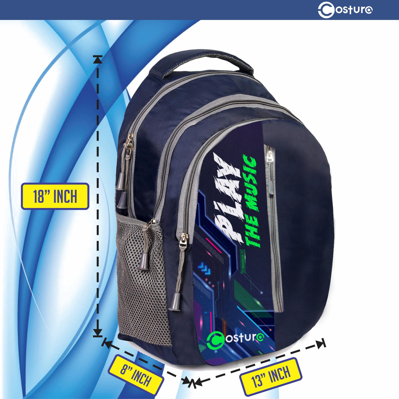 Costura Printed Backpack/Laptop Bag for Men Women Boys Girls, Bag For Office, School, College, Casual, Fit Upto 15.6" Laptops, Water Resistant & Lightweight Outdoor Travel Bag-30 Liter