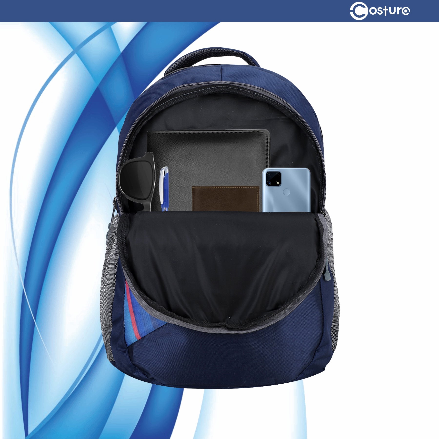 Costura Printed Backpack/Laptop Bag for Men Women Boys Girls, Bag For Office, School, College, Casual, Fit Upto 15.6" Laptops, Water Resistant & Lightweight Outdoor Travel Bag-30 Liter