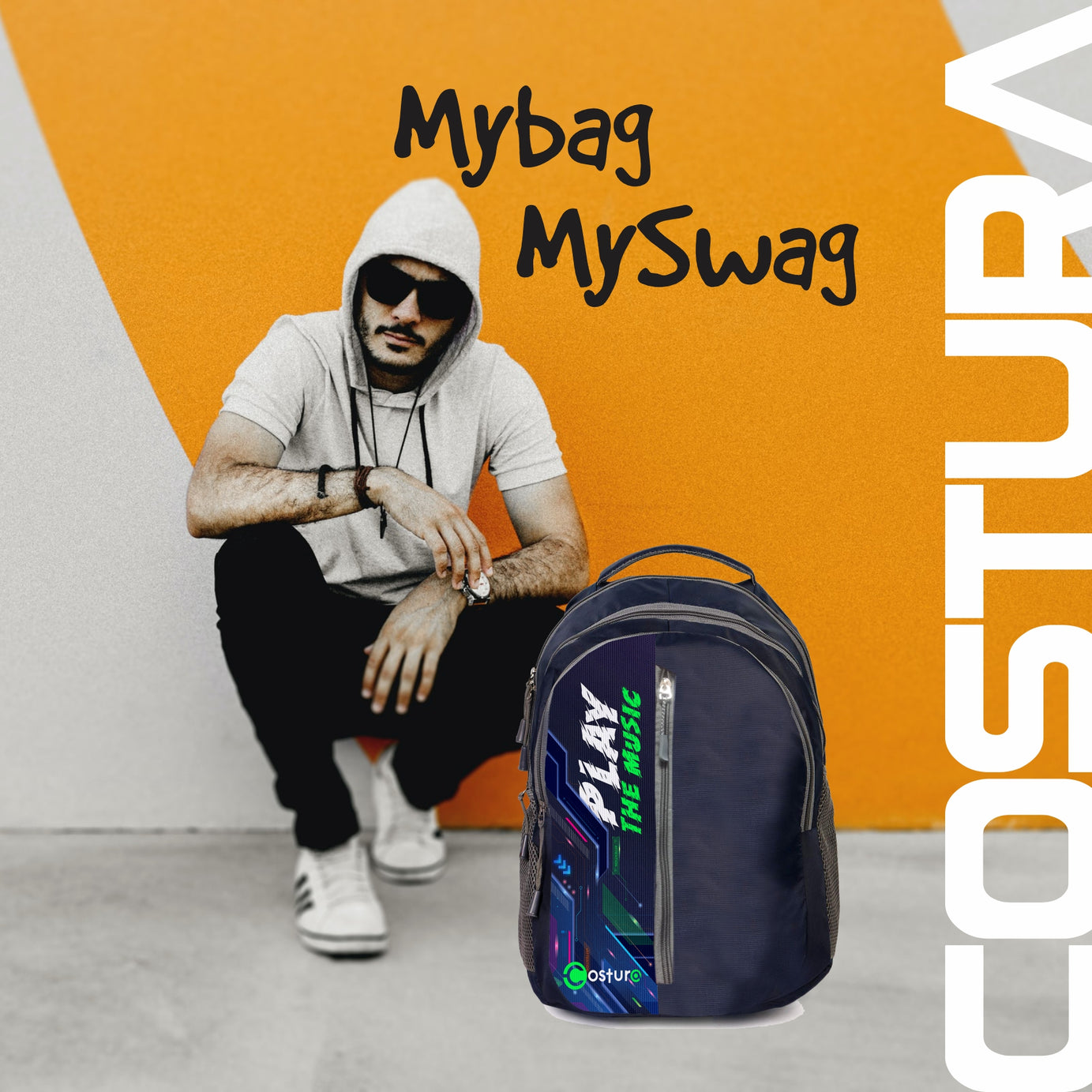 Costura Printed Backpack/Laptop Bag for Men Women Boys Girls, Bag For Office, School, College, Casual, Fit Upto 15.6" Laptops, Water Resistant & Lightweight Outdoor Travel Bag-30 Liter