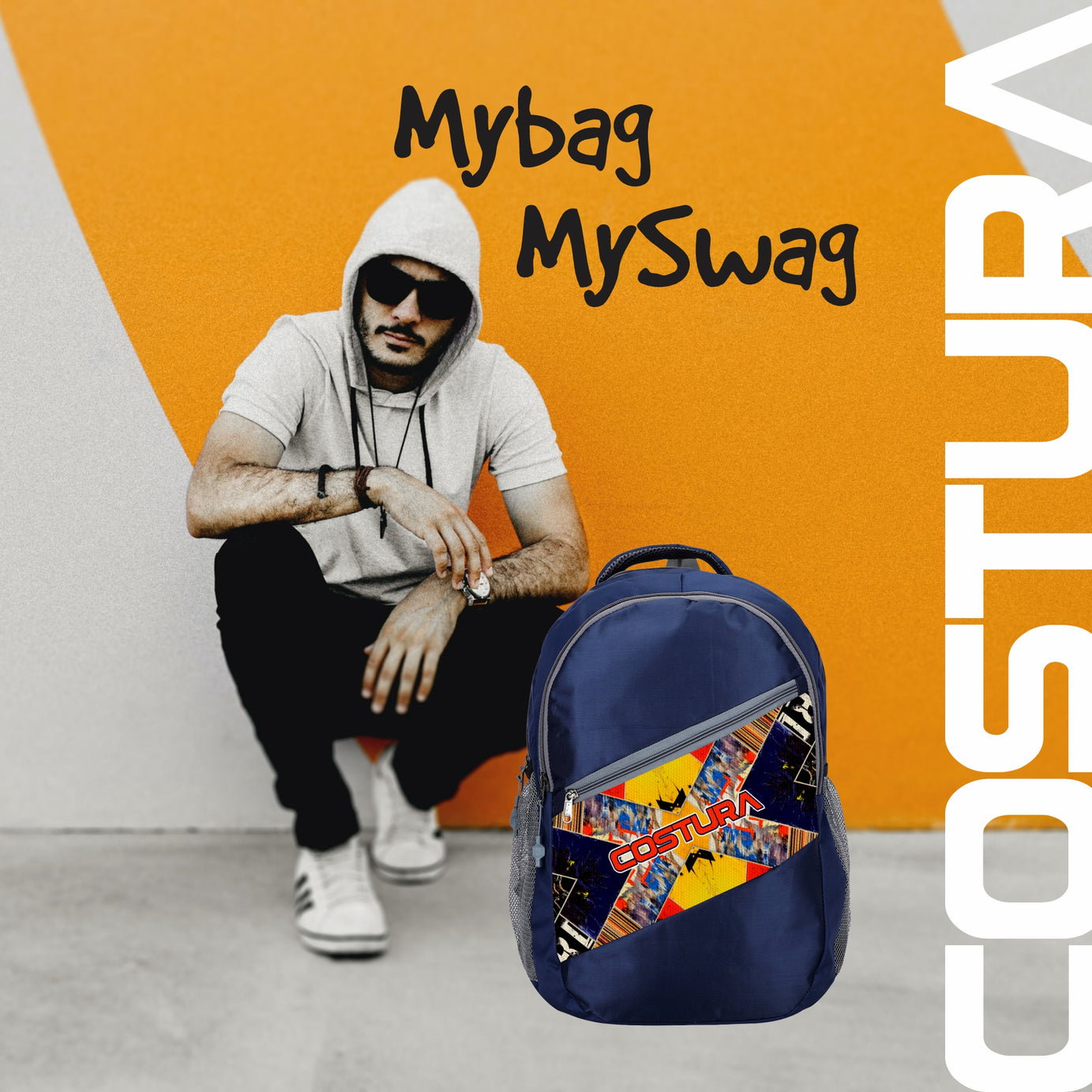 Costura Printed Backpack/Laptop Bag for Men Women Boys Girls, Bag For Office, School, College, Casual, Fit Upto 15.6" Laptops, Water Resistant & Lightweight Outdoor Travel Bag-30 Liter