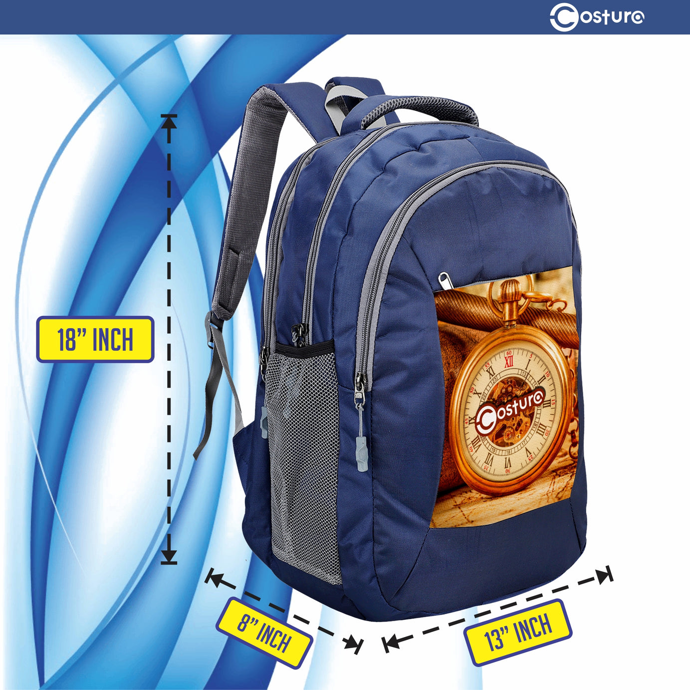 Costura Printed Backpack/Laptop Bag for Men Women Boys Girls, Bag For Office, School, College, Casual, Fit Upto 15.6" Laptops, Water Resistant & Lightweight Outdoor Travel Bag-30 Liter