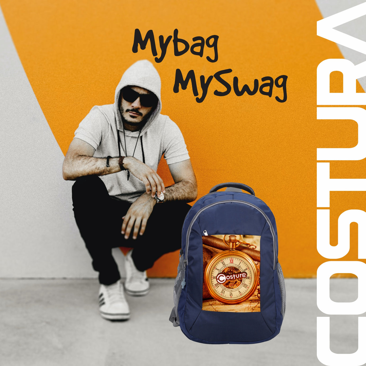 Costura Printed Backpack/Laptop Bag for Men Women Boys Girls, Bag For Office, School, College, Casual, Fit Upto 15.6" Laptops, Water Resistant & Lightweight Outdoor Travel Bag-30 Liter