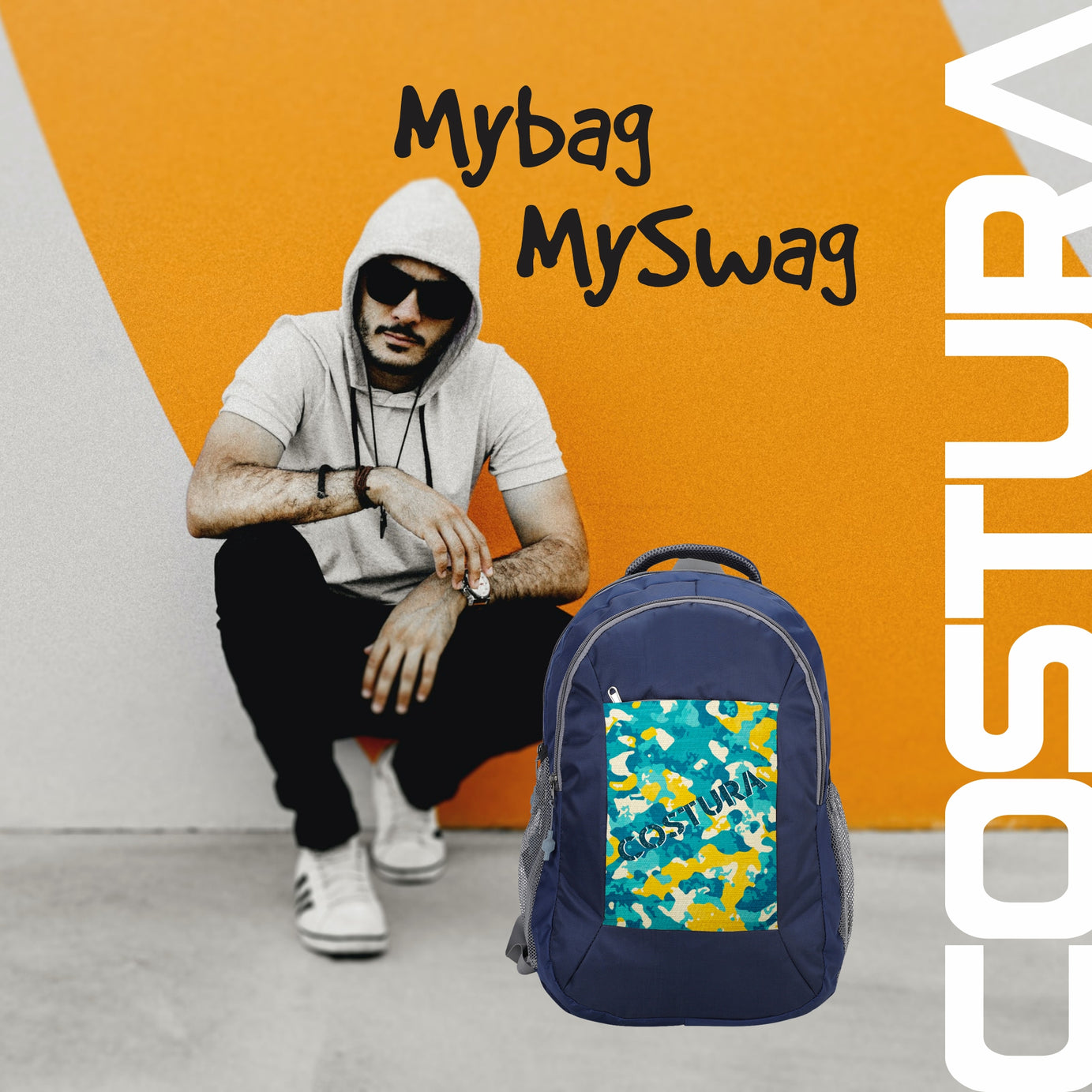 Costura Printed Backpack/Laptop Bag for Men Women Boys Girls, Bag For Office, School, College, Casual, Fit Upto 15.6" Laptops, Water Resistant & Lightweight Outdoor Travel Bag-30 Liter