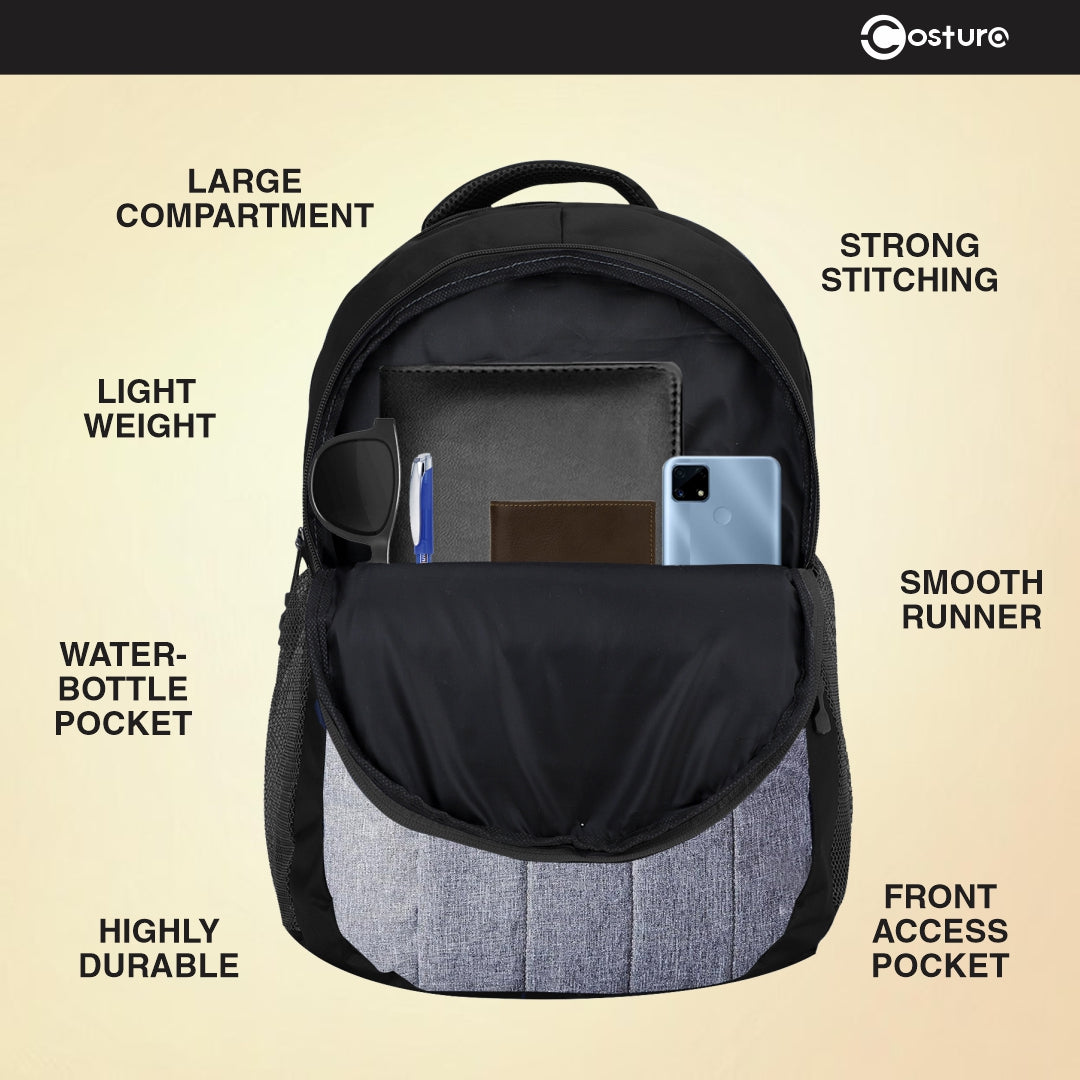 Costura Printed Backpack/Laptop Bag for Men Women Boys Girls, Bag For Office, School, College, Casual, Fit Upto 15.6" Laptops, Water Resistant & Lightweight Outdoor Travel Bag-30 Liter