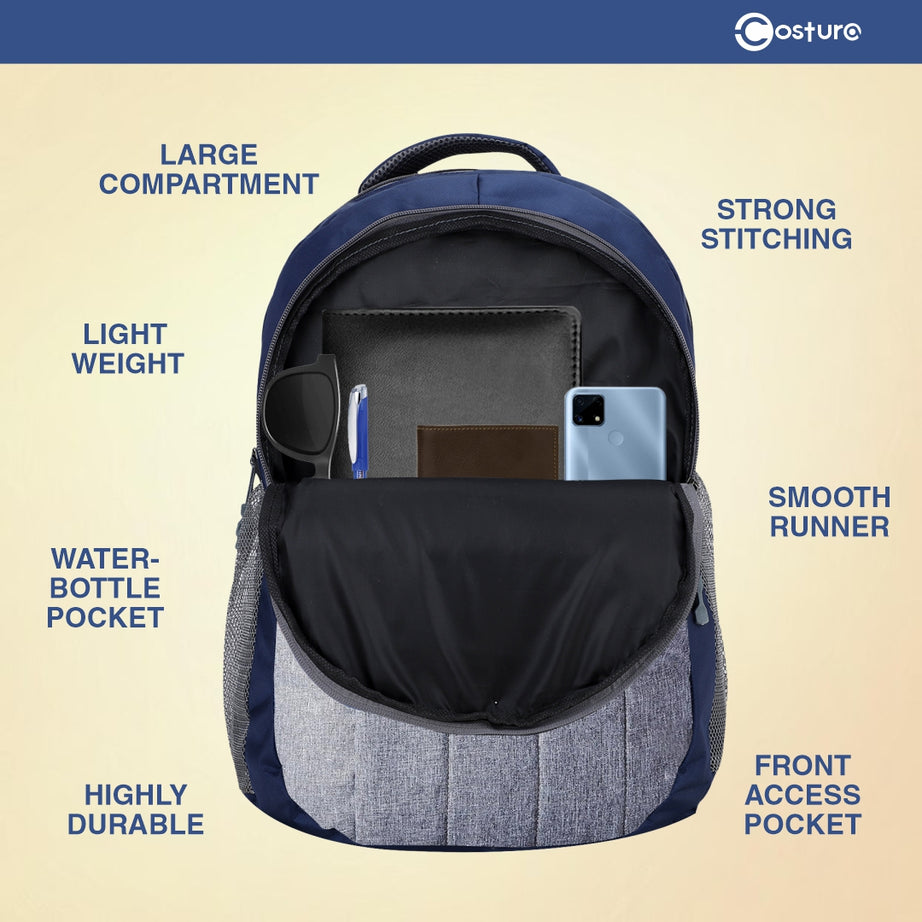 Costura Printed Backpack/Laptop Bag for Men Women Boys Girls, Bag For Office, School, College, Casual, Fit Upto 15.6" Laptops, Water Resistant & Lightweight Outdoor Travel Bag-30 Liter