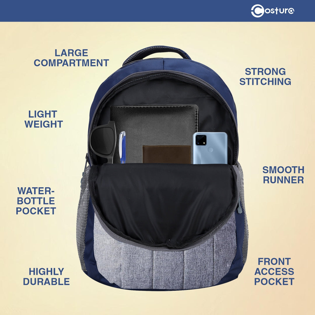 Costura Printed Backpack/Laptop Bag for Men Women Boys Girls, Bag For Office, School, College, Casual, Fit Upto 15.6" Laptops, Water Resistant & Lightweight Outdoor Travel Bag-30 Liter