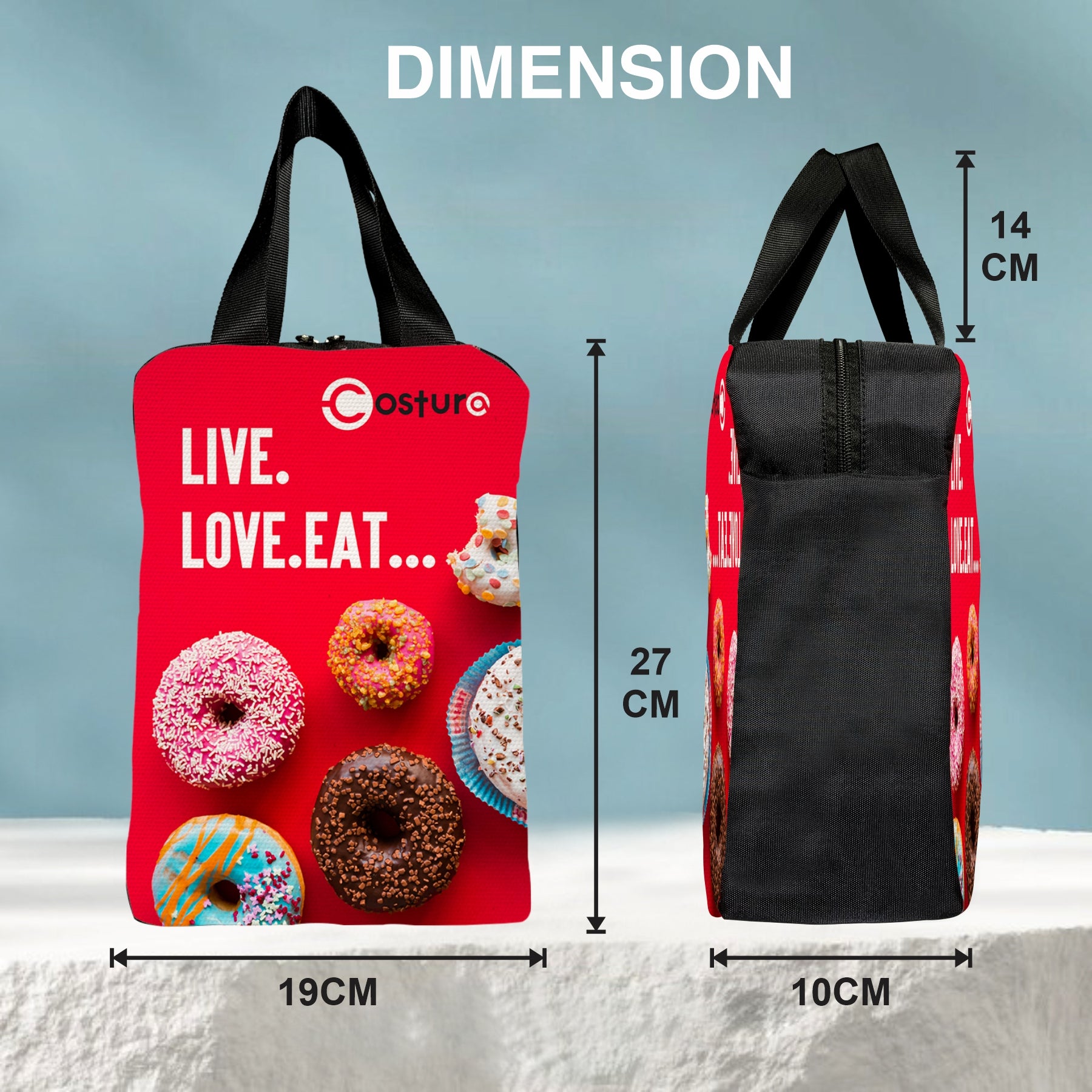 MY FAV Costura Polyester Lunch Bags for Men & Women, Waterproof Carry On Tote Tiffin Bag for Travel, Office, Picnic, Camping Outdoor, College & School, Durable and Lightweight Bag