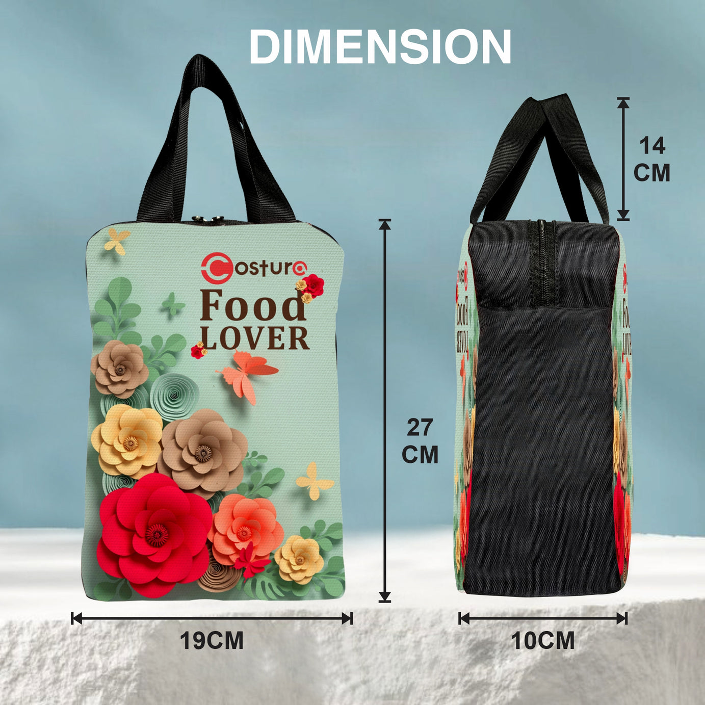 MY FAV Costura Polyester Lunch Bags for Men & Women, Waterproof Carry On Tote Tiffin Bag for Travel, Office, Picnic, Camping Outdoor, College & School, Durable and Lightweight Bag