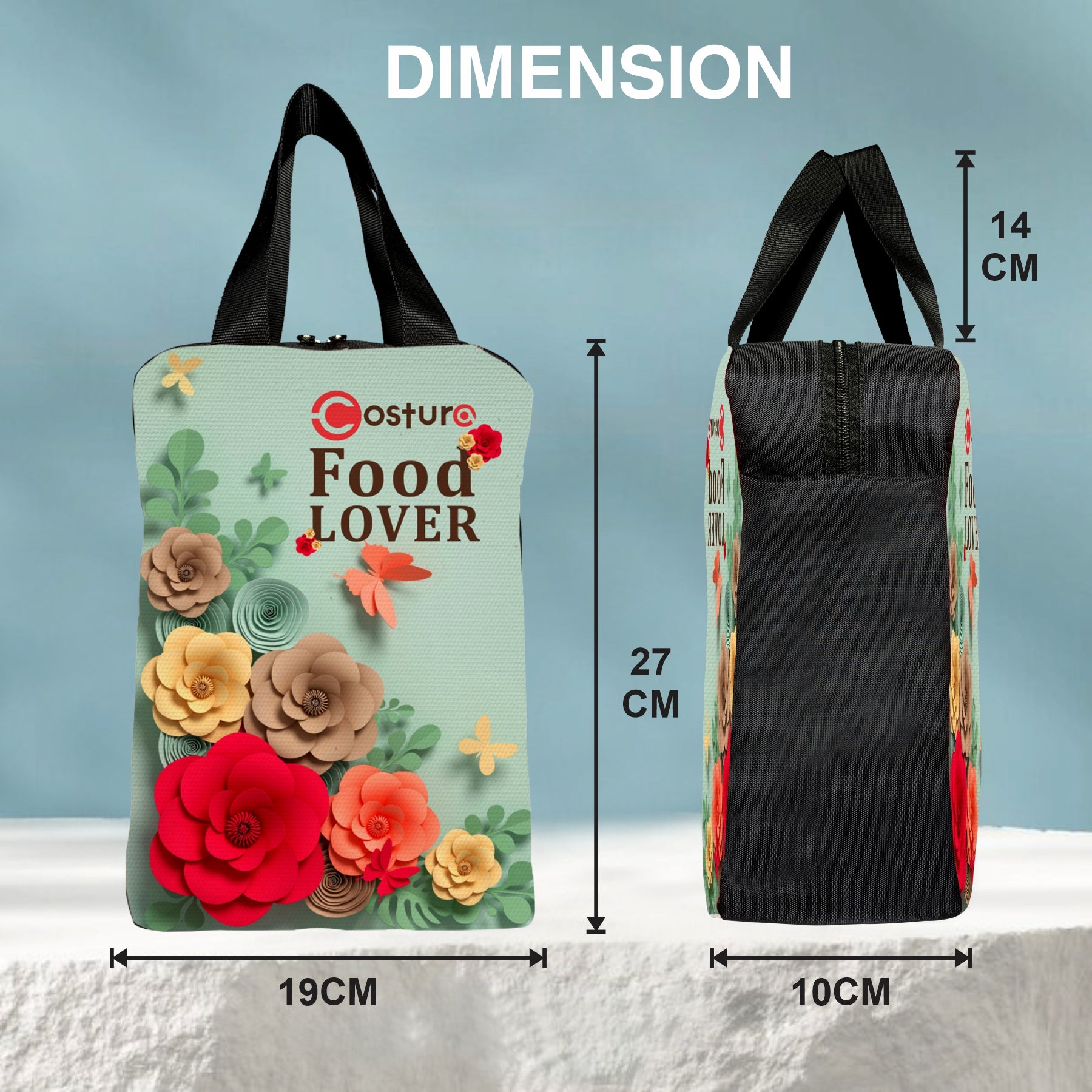 MY FAV Costura Polyester Lunch Bags for Men & Women, Waterproof Carry On Tote Tiffin Bag for Travel, Office, Picnic, Camping Outdoor, College & School, Durable and Lightweight Bag