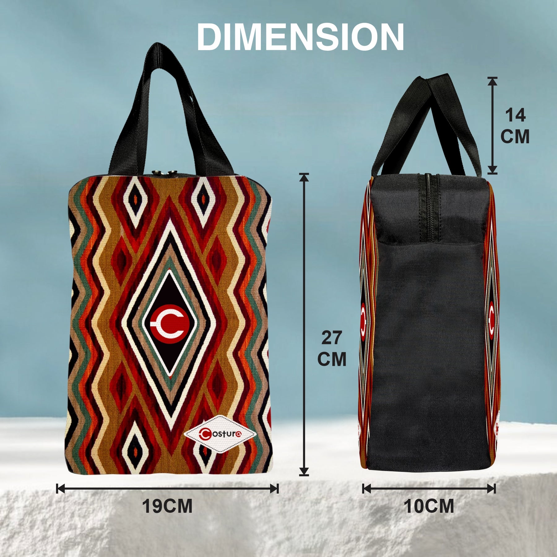 MY FAV Costura Polyester Lunch Bags for Men & Women, Waterproof Carry On Tote Tiffin Bag for Travel, Office, Picnic, Camping Outdoor, College & School, Durable and Lightweight Bag