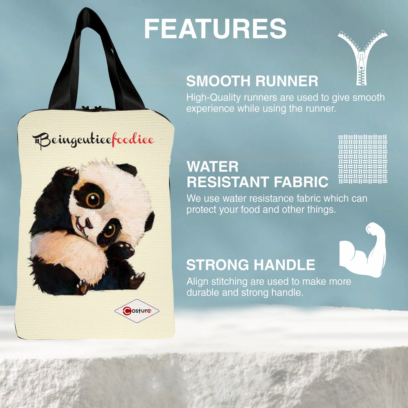 MY FAV Costura Polyester Lunch Bags for Men & Women, Waterproof Carry On Tote Tiffin Bag for Travel, Office, Picnic, Camping Outdoor, College & School, Durable and Lightweight Bag