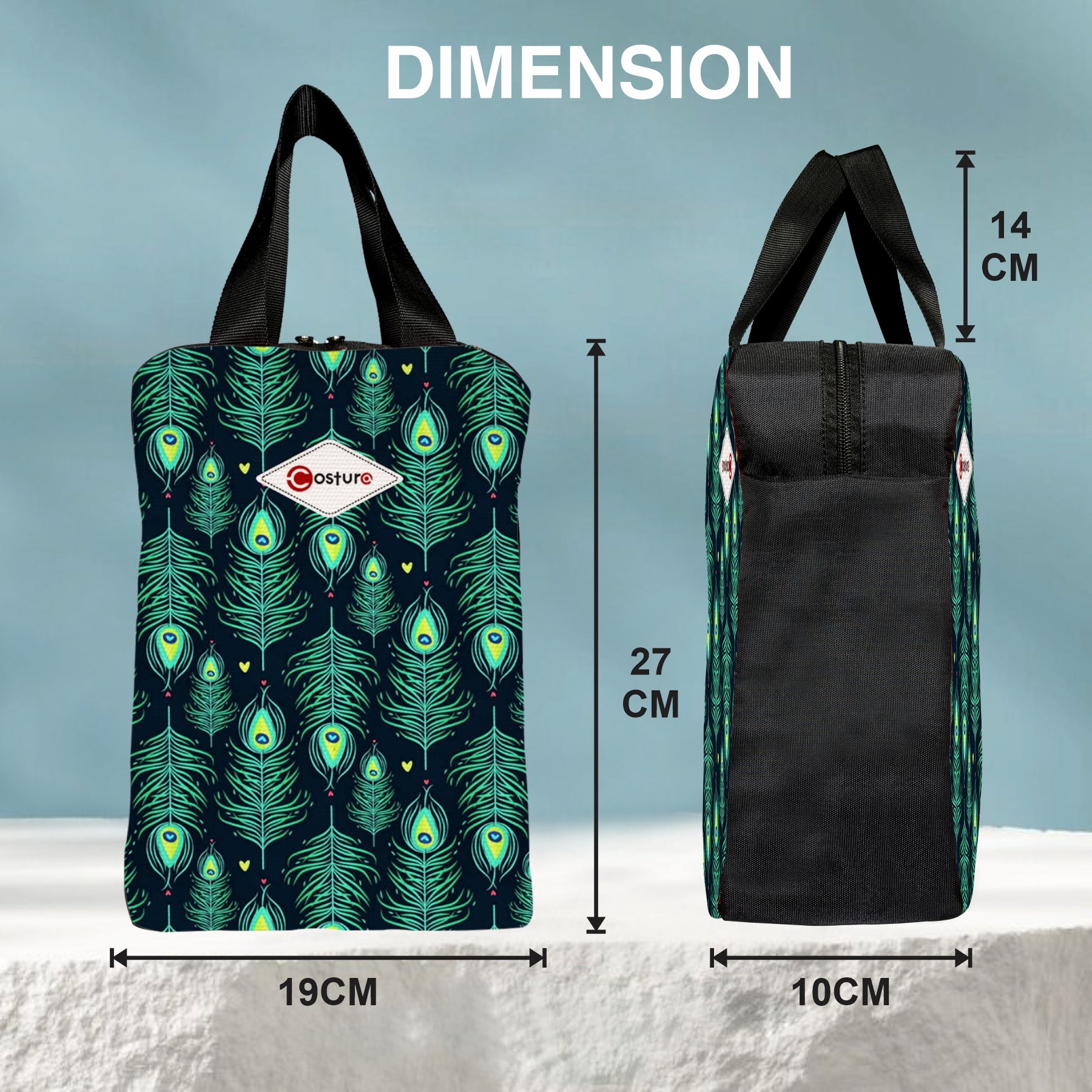 MY FAV Costura Polyester Lunch Bags for Men & Women, Waterproof Carry On Tote Tiffin Bag for Travel, Office, Picnic, Camping Outdoor, College & School, Durable and Lightweight Bag