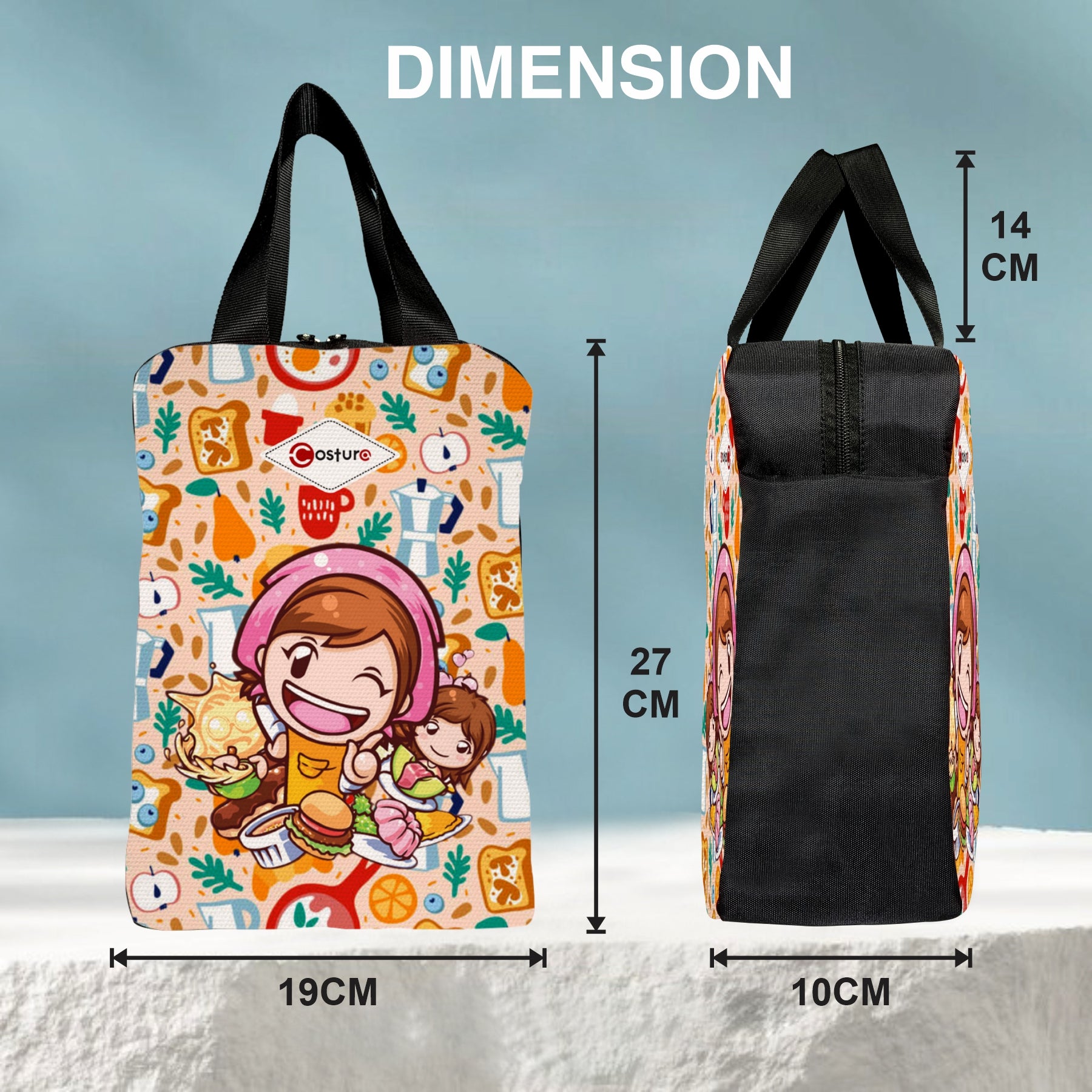 MY FAV Costura Polyester Lunch Bags for Men & Women, Waterproof Carry On Tote Tiffin Bag for Travel, Office, Picnic, Camping Outdoor, College & School, Durable and Lightweight Bag