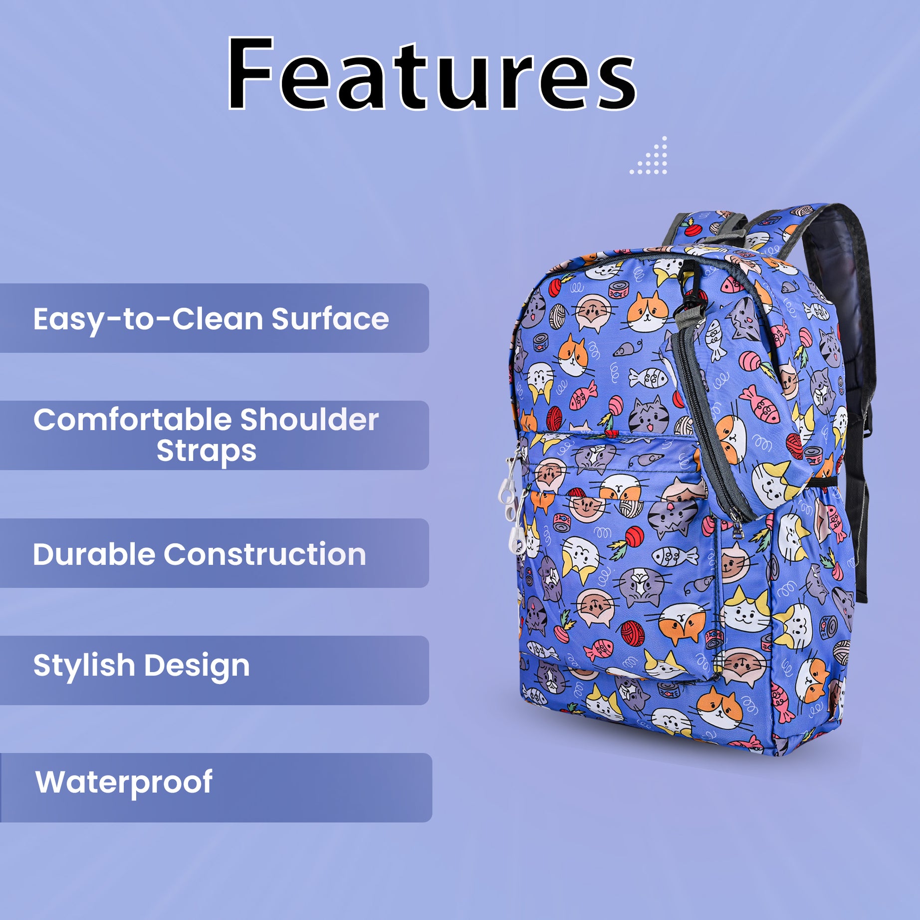 MY FAV 15L Digital Printed 2 Compartment With Pouch | Bottle Pocket | Best Stylish Lightweight Spacious Waterproof Backpack for Children Boys And Girls | Casual/Picnic/Tuition/School Bag