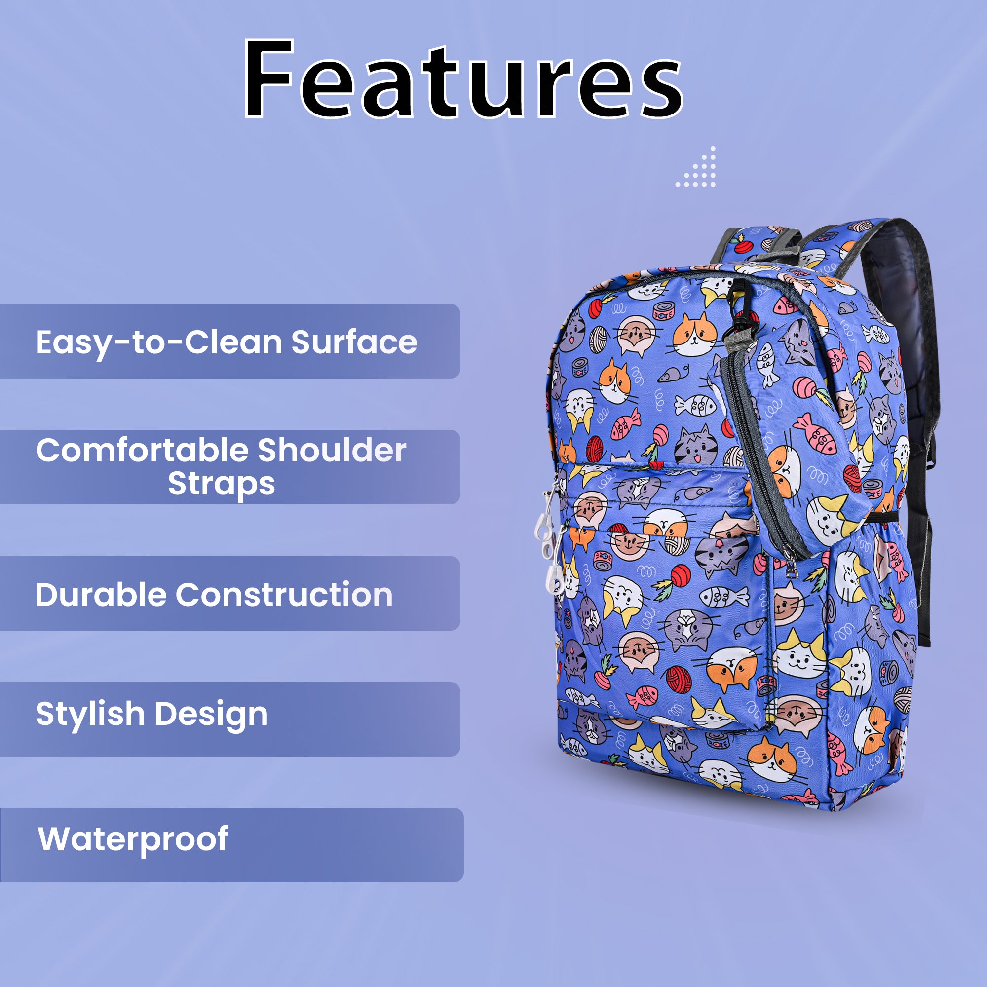 MY FAV 15L Digital Printed 2 Compartment With Pouch | Bottle Pocket | Best Stylish Lightweight Spacious Waterproof Backpack for Children Boys And Girls | Casual/Picnic/Tuition/School Bag