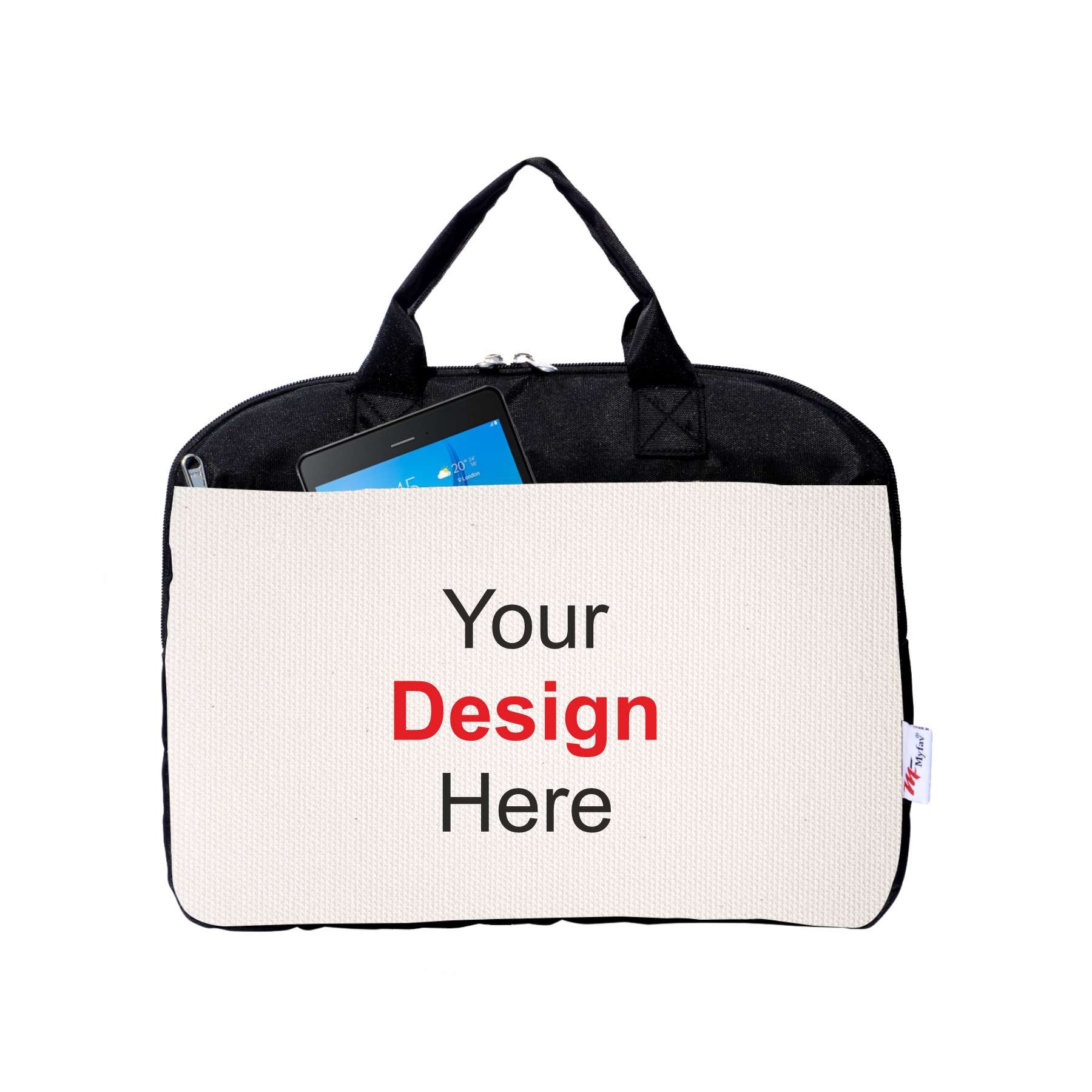 My Fav Personalized/Customized Print Black Colour Office Laptop Bag Briefcase 15.6 Inch for Women and Men