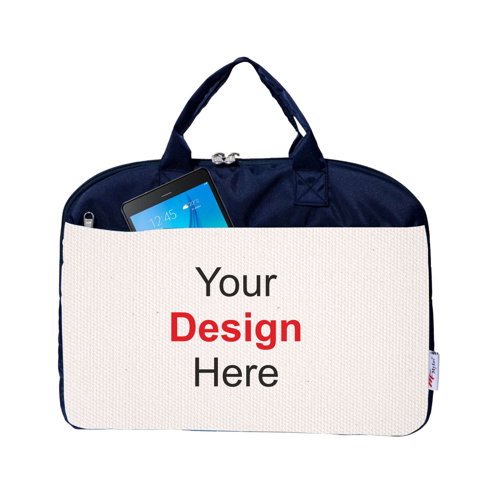 My Fav Personalized/Customized Print Blue Colour Office Laptop Bag Briefcase 15.6 Inch for Women and Men