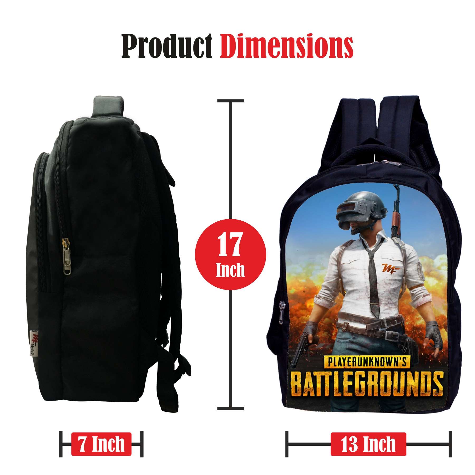 MY FAV PUBG Digital Print Waterproof Backpack for Men and Women (Black)