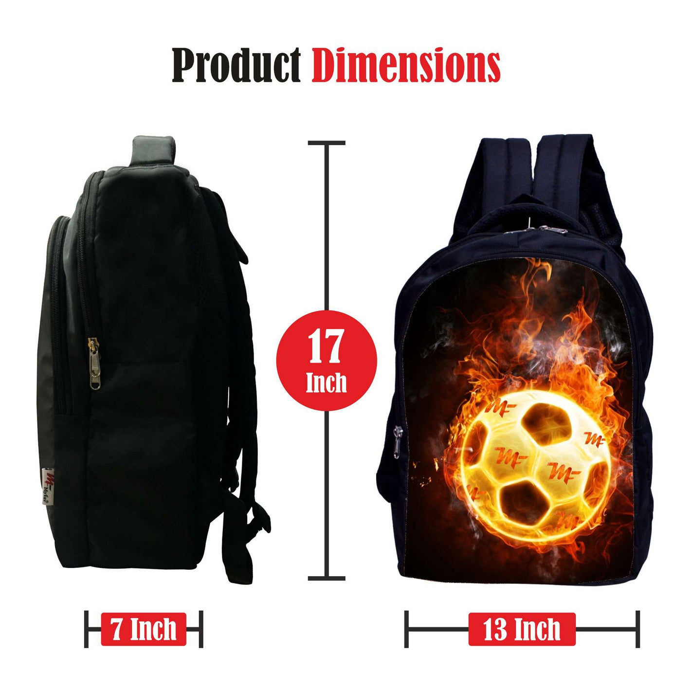 MY FAV Fireball Print College Backpack Waterproof School Bag for Boys Girls