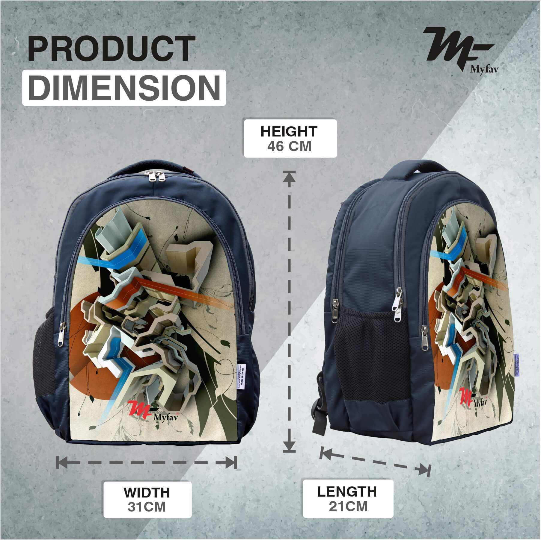 MY FAV Digital Print Backpack with Laptop compartment for Men Women 30 L Laptop Backpack