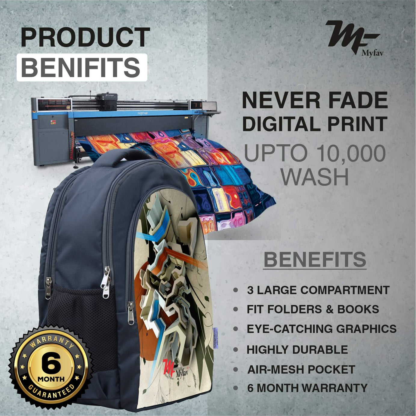 MY FAV Digital Print Backpack with Laptop compartment for Men Women 30 L Laptop Backpack
