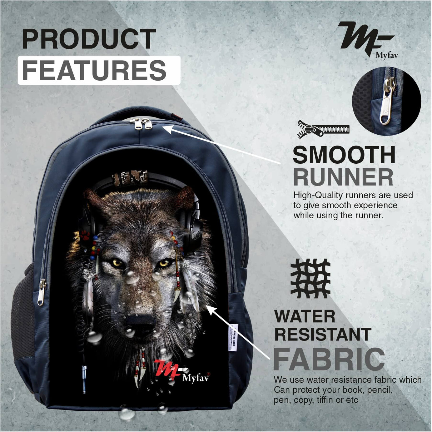 Adventure Backpack - Wolf Print