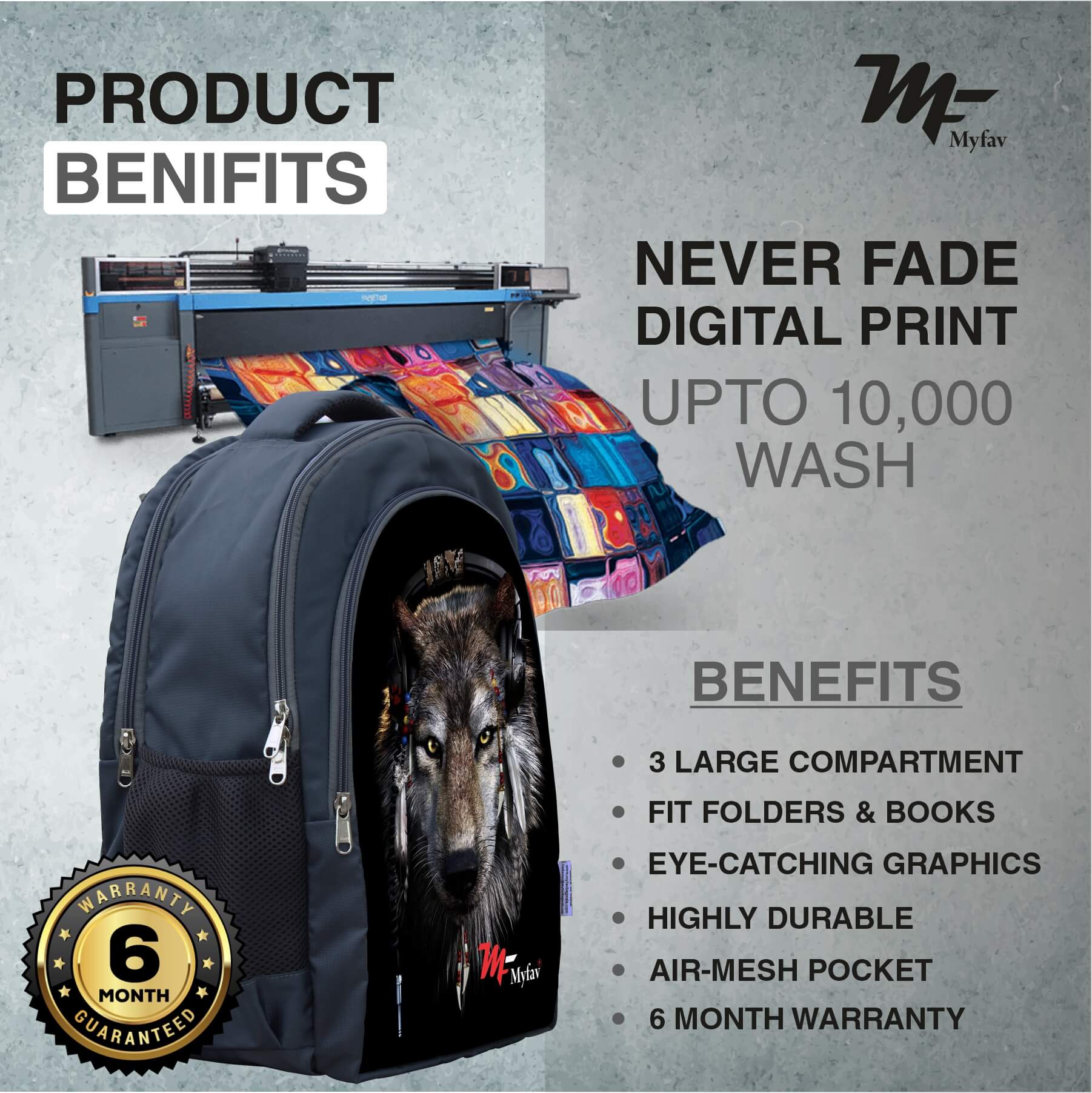 Adventure Backpack - Wolf Print