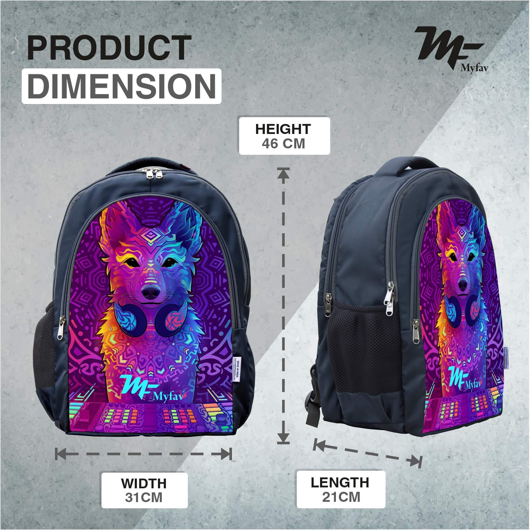 Adventure Backpack - Wolf Digital Print