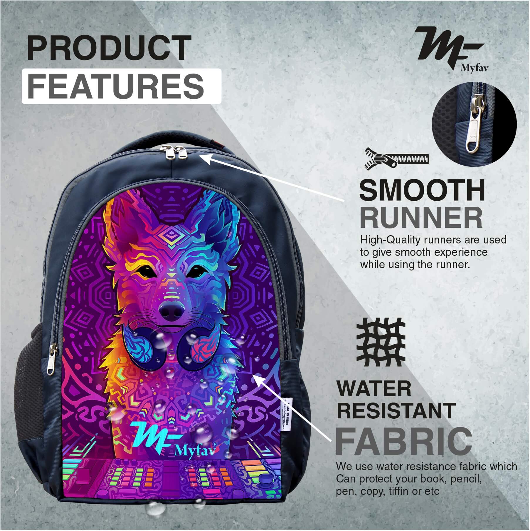 Adventure Backpack - Wolf Digital Print
