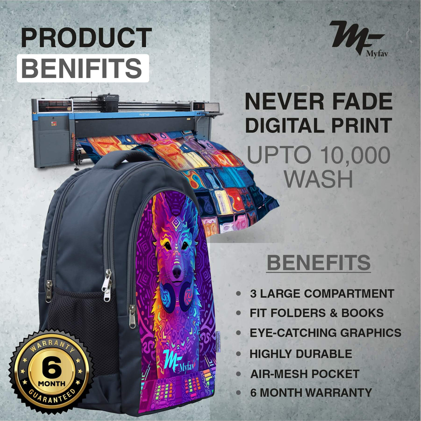 Adventure Backpack - Wolf Digital Print