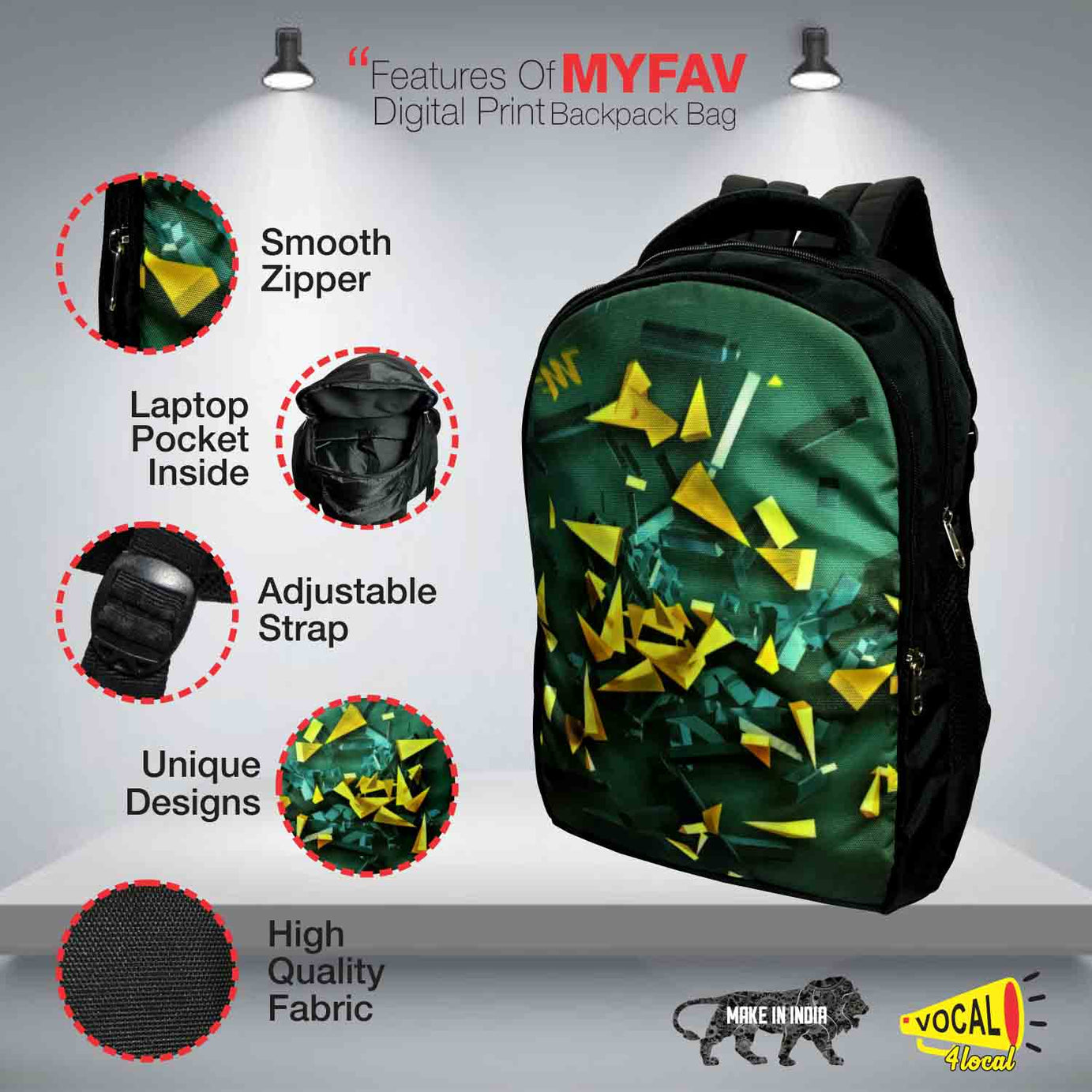 My Fav Multicolor Printed Laptop Backpack for Men Women