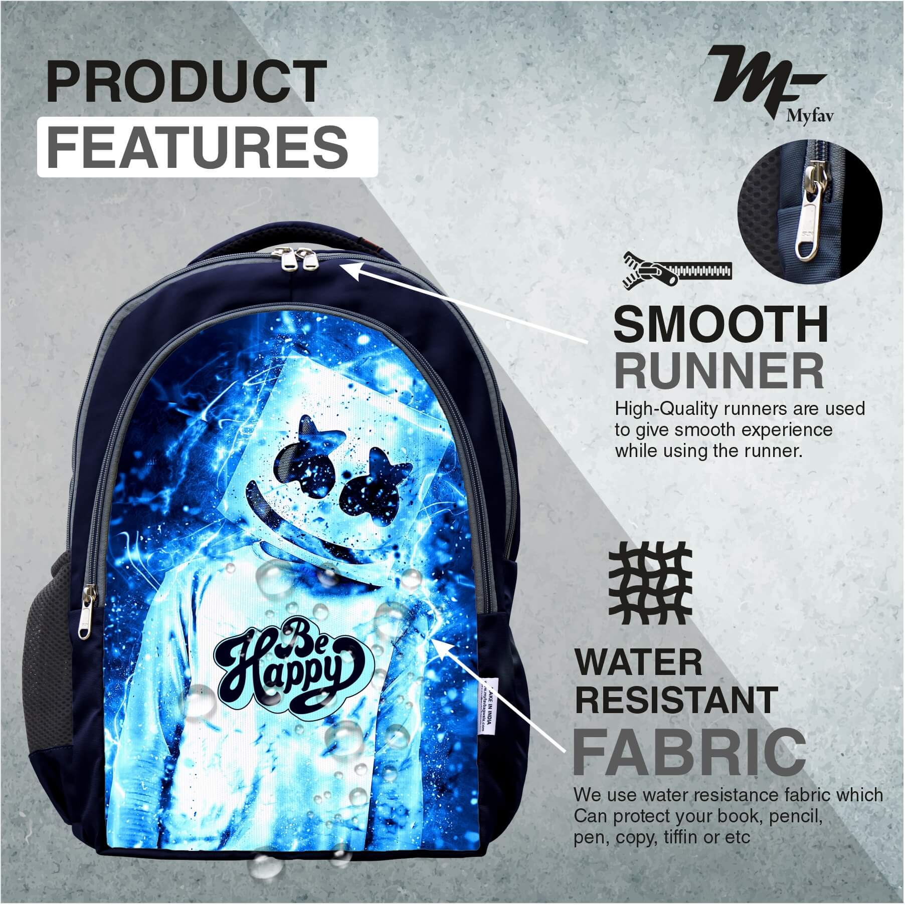 Adventure Backpack - Marshmello face Print