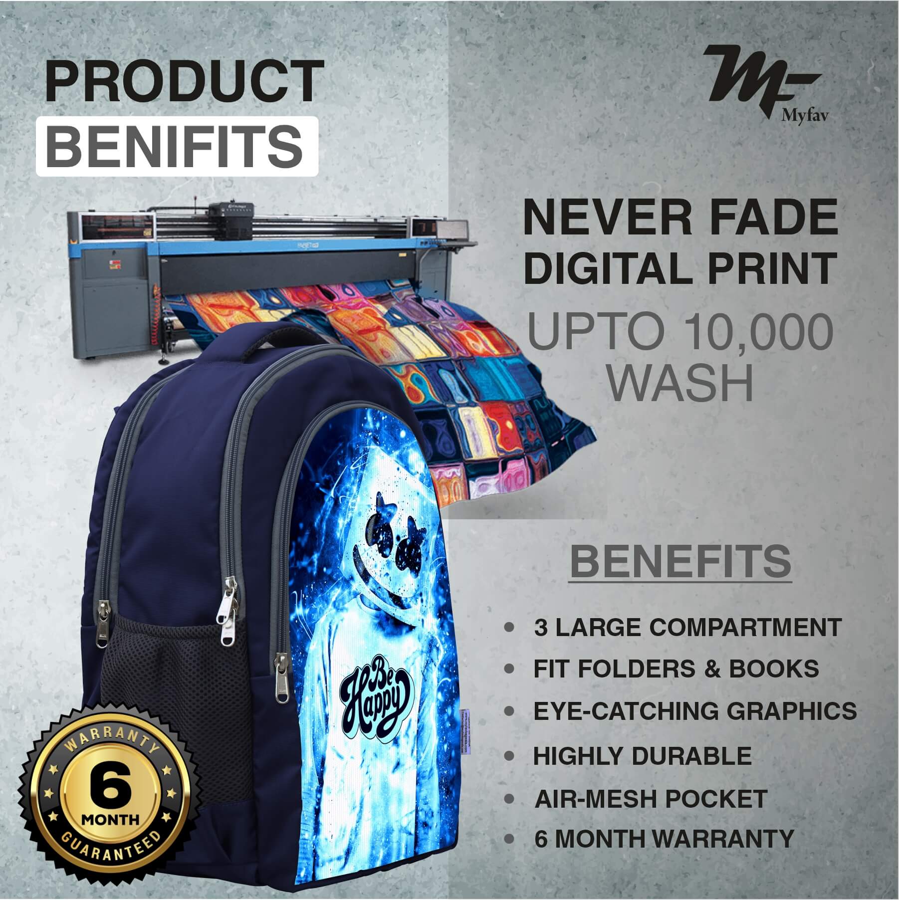 Adventure Backpack - Marshmello face Print