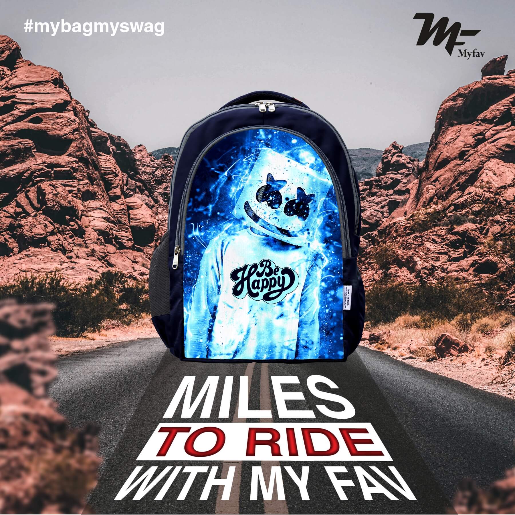 Adventure Backpack - Marshmello face Print