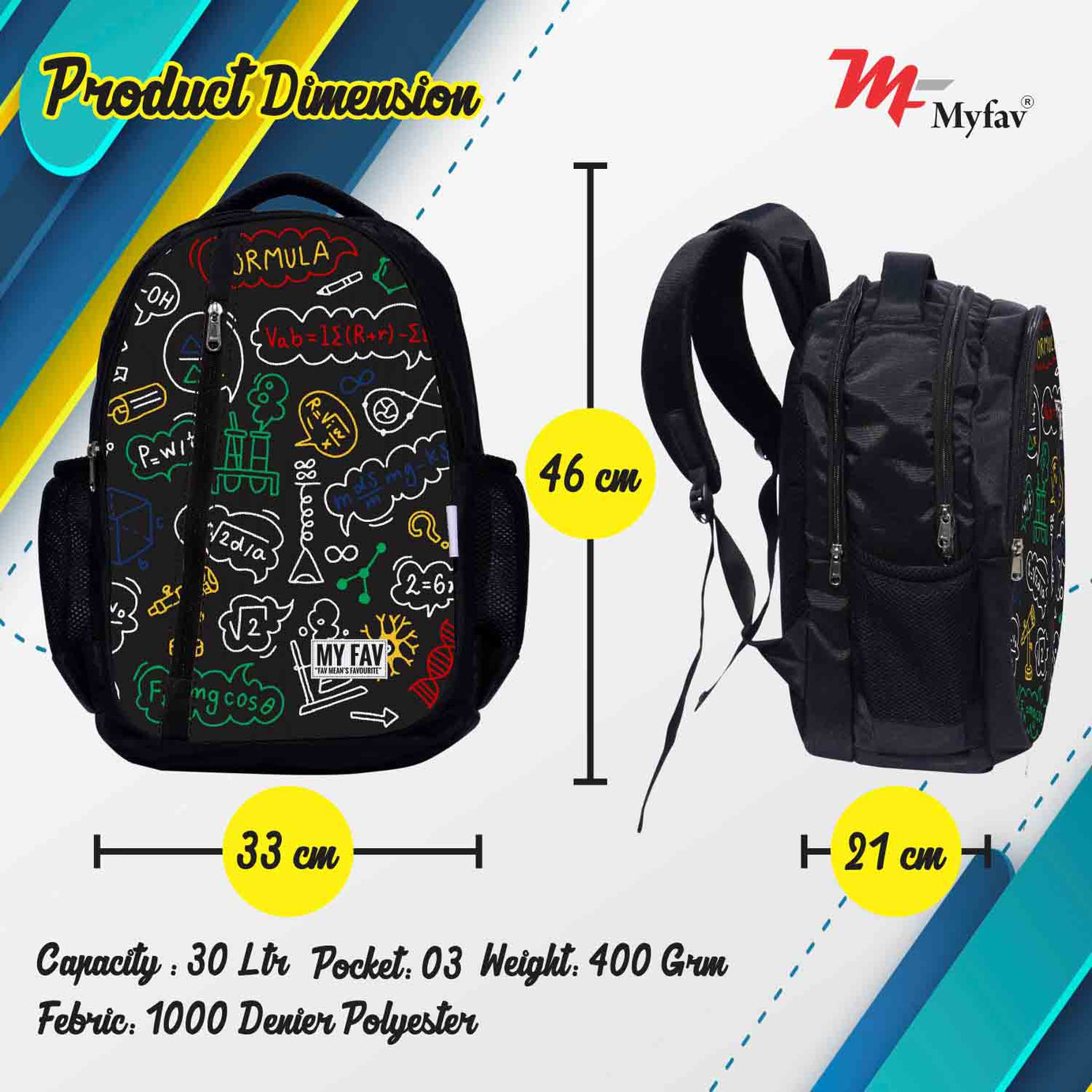 My Fav Alogritham Print Laptop Backpack For Men Women / School Bag for Boys Girls