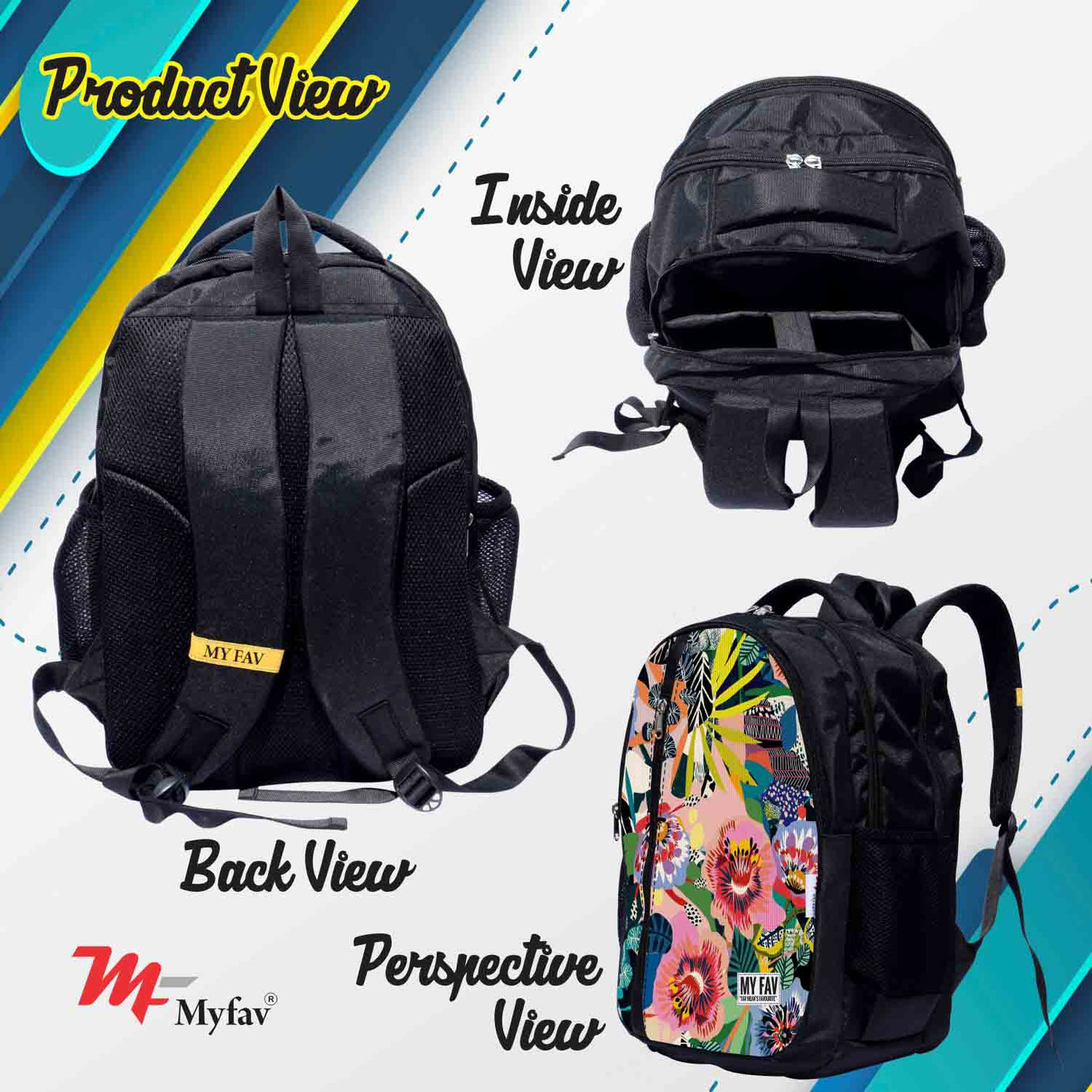 My Fav Floral Print Laptop Backpack For Men Women / School Bag for Boys Girls