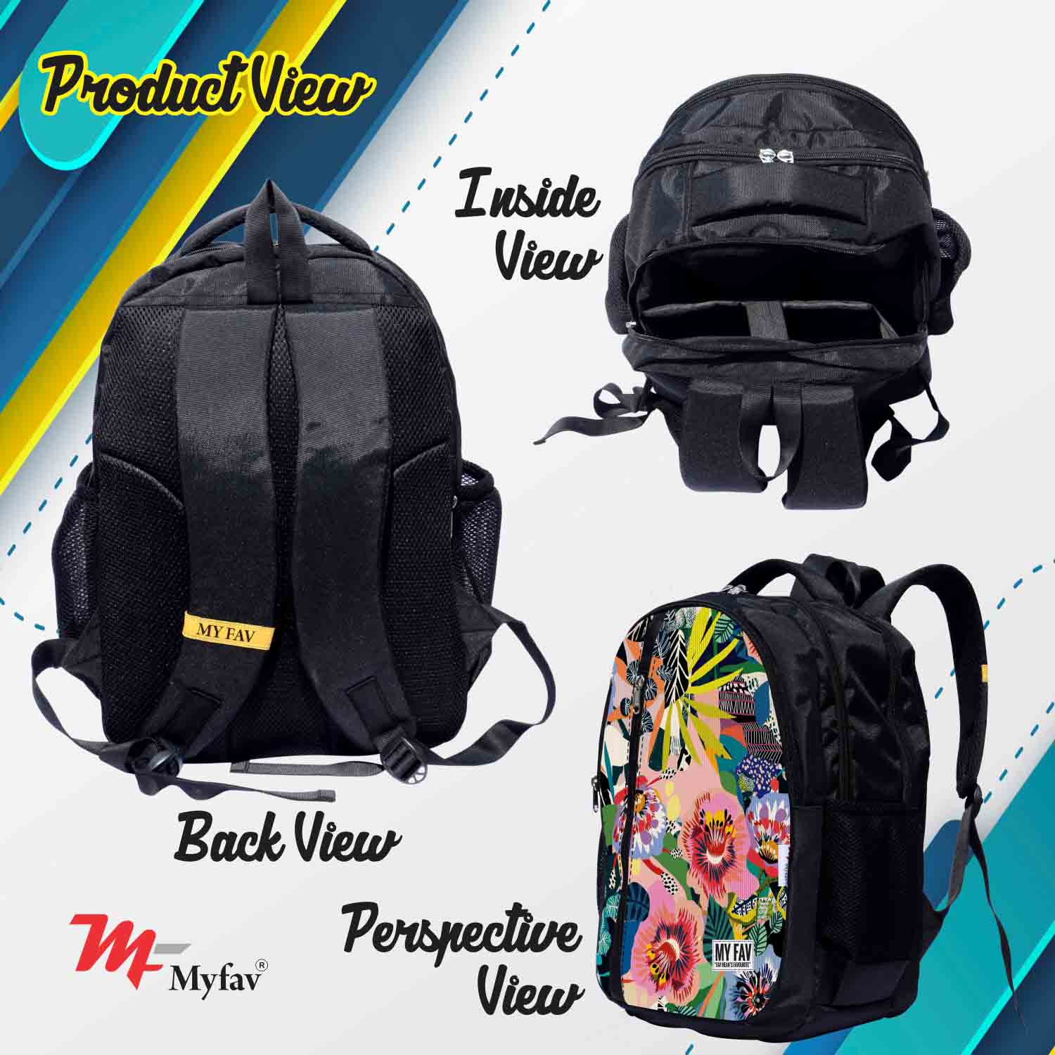 My Fav Floral Print Laptop Backpack For Men Women / School Bag for Boys Girls