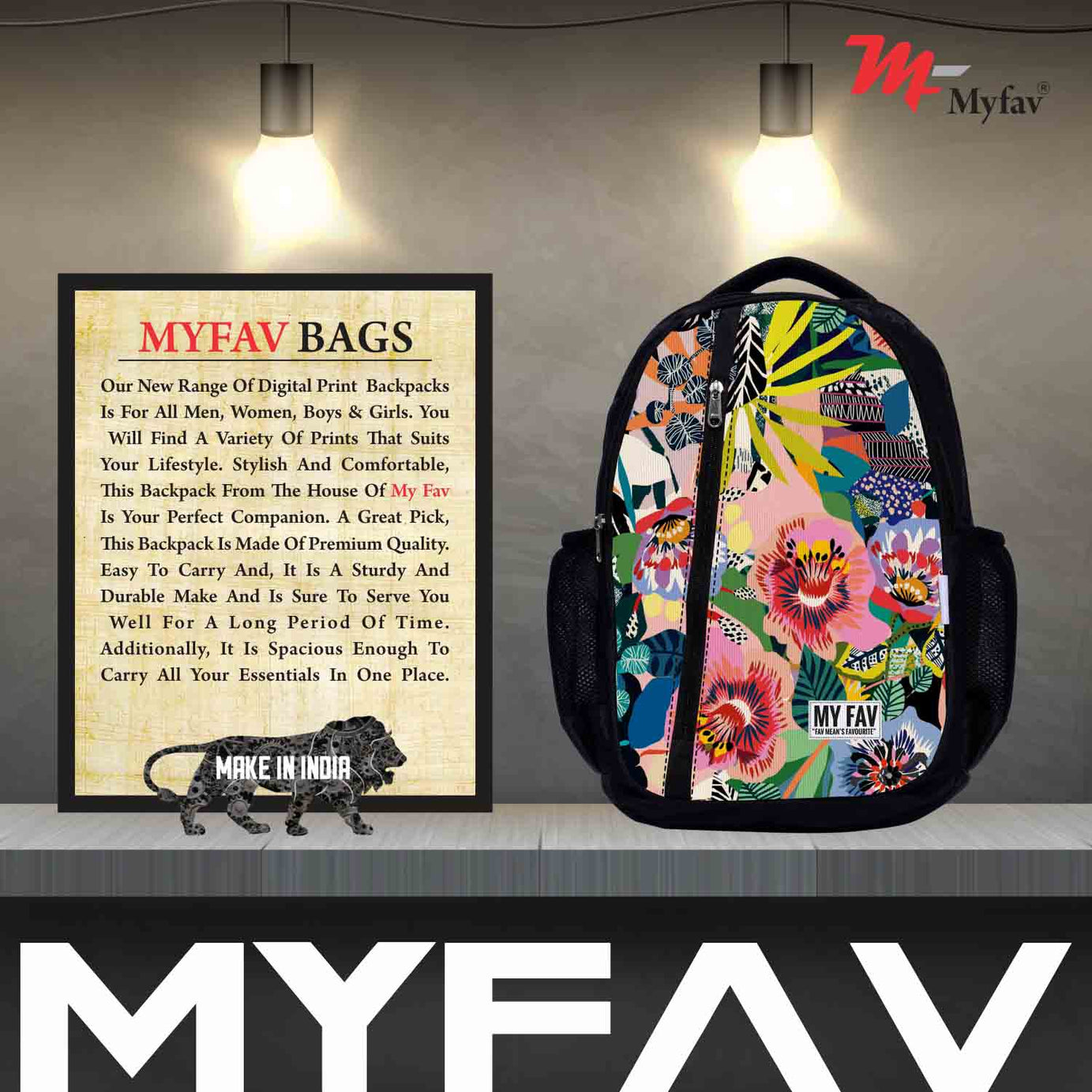 My Fav Floral Print Laptop Backpack For Men Women / School Bag for Boys Girls