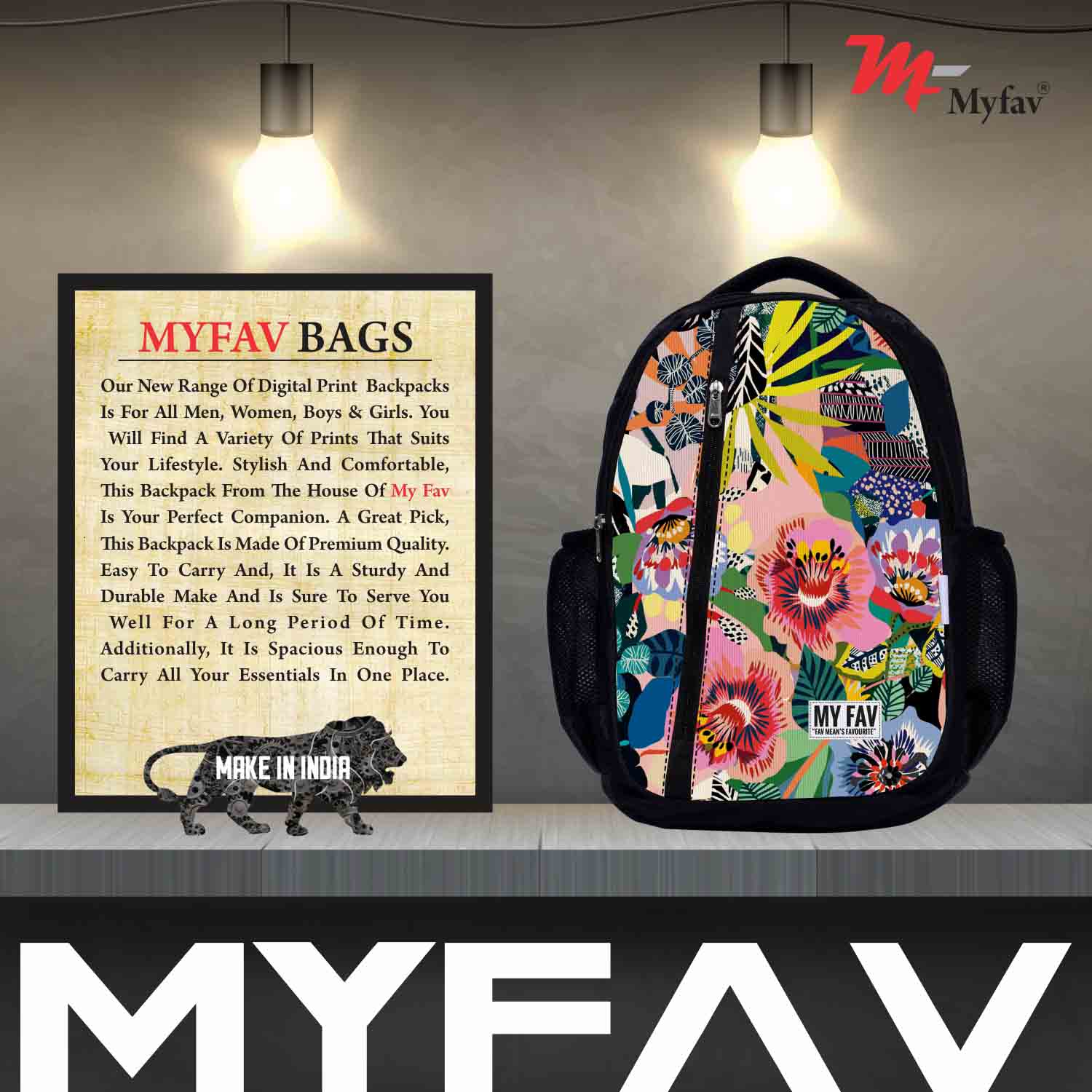 My Fav Floral Print Laptop Backpack For Men Women / School Bag for Boys Girls