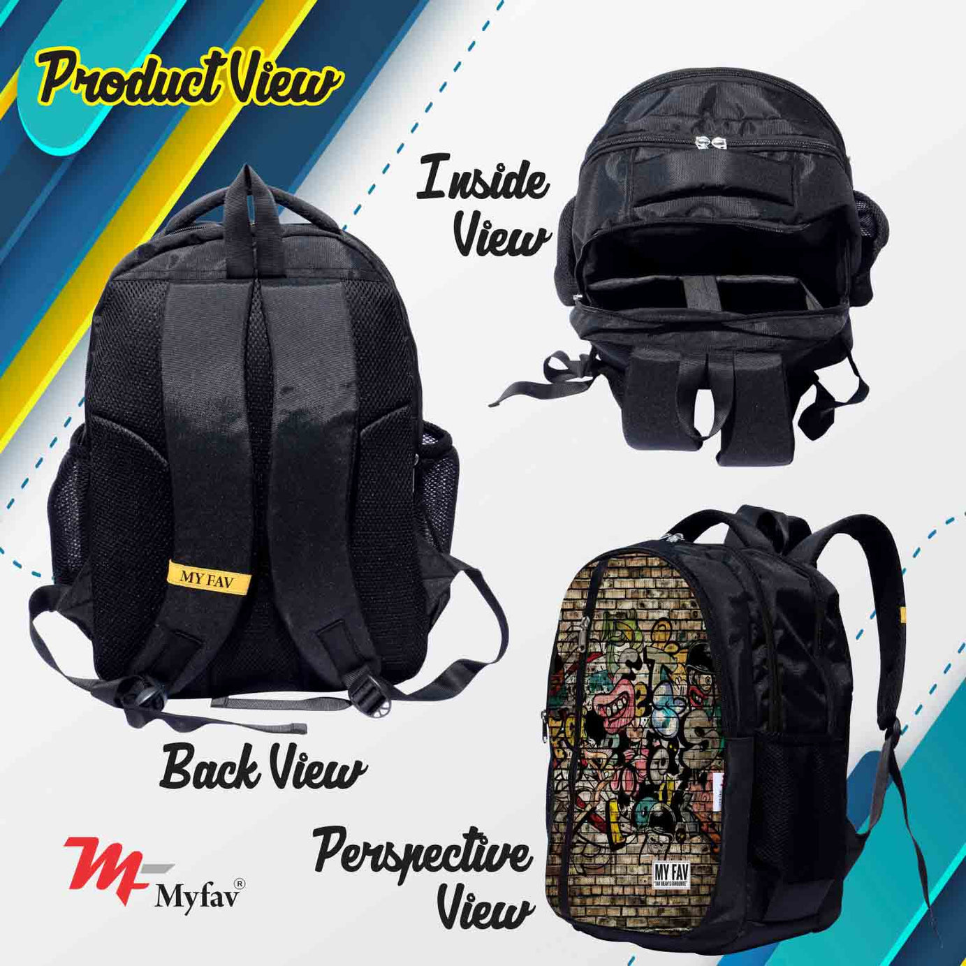 My Fav Wall Print Laptop Backpack For Men Women / School Bag for Boys Girls