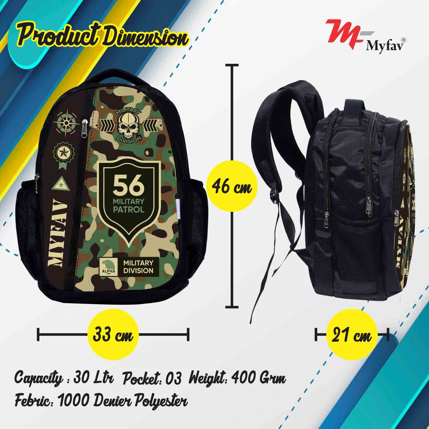 My Fav Camouflage Laptop Backpack For Men Women / School Bag for Boys Girls