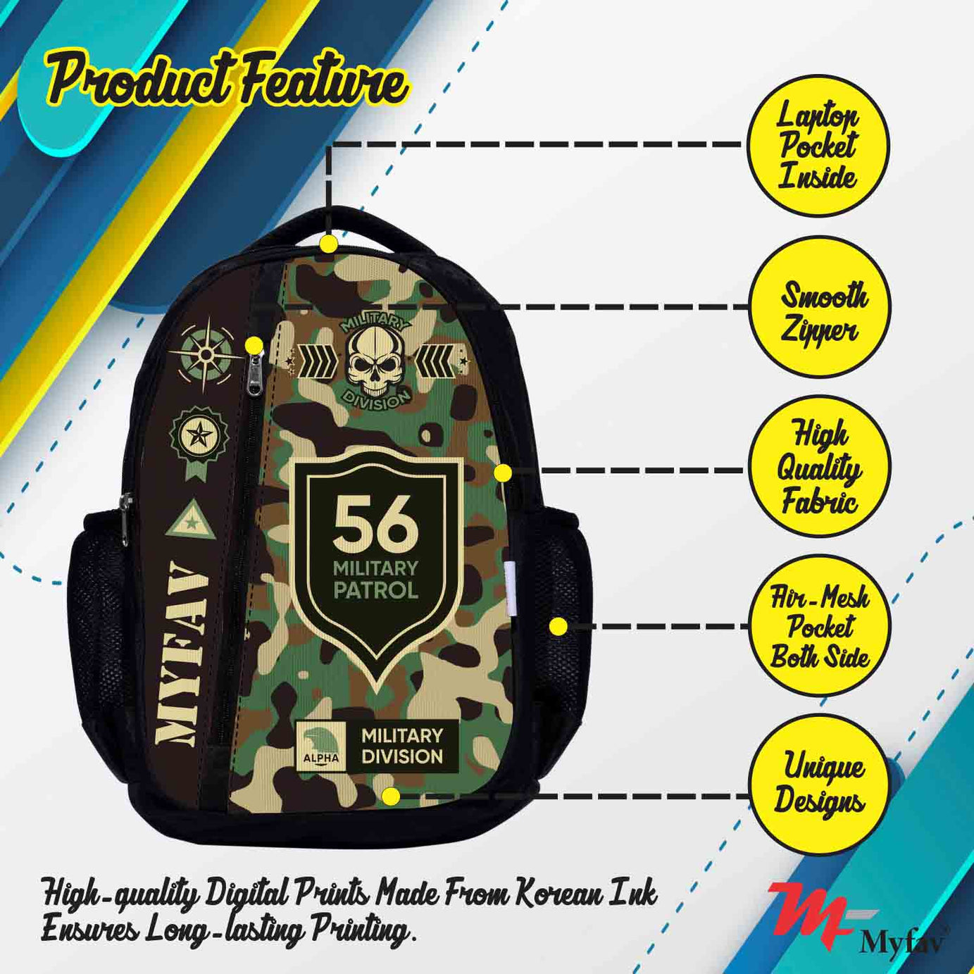 My Fav Camouflage Laptop Backpack For Men Women / School Bag for Boys Girls