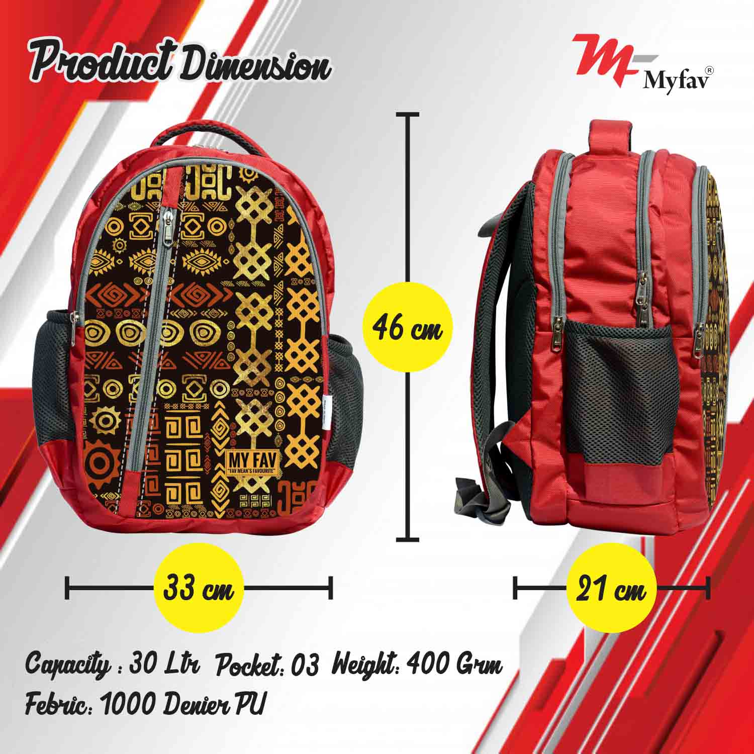 My Fav Digital Print Laptop Backpack For Men Women / School Bag For Boys Girls