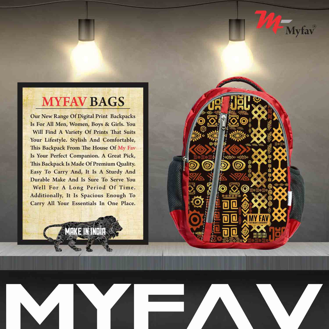 My Fav Digital Print Laptop Backpack For Men Women / School Bag For Boys Girls