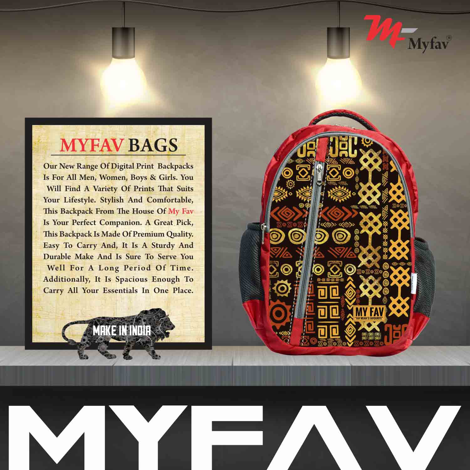 My Fav Digital Print Laptop Backpack For Men Women / School Bag For Boys Girls