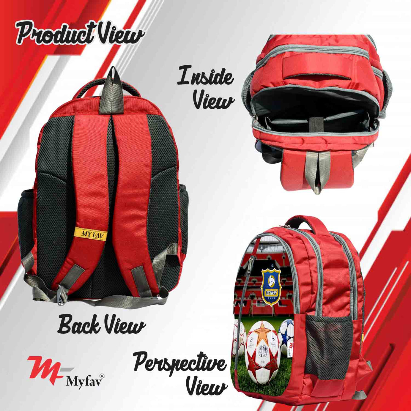 My Fav Football Print Laptop Backpack For Men Women / School Bag For Boys Girls